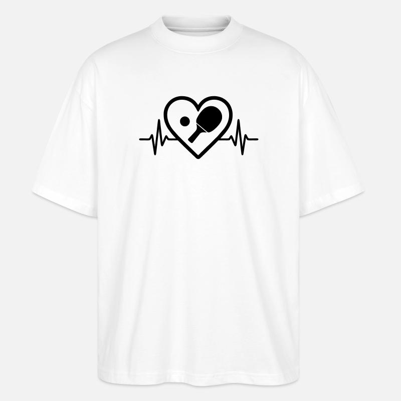 Tischtennis Herz - Stanley/Stella Oversized Unisex Bio T-Shirt Blaster 2.0 - Weiß