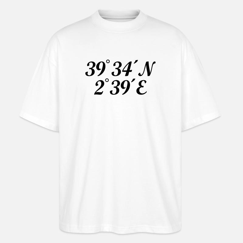 Coordonnées Palma de Majorque - T-shirt bio Blaster 2.0 coupe oversize Stanley/Stella Unisexe - blanc