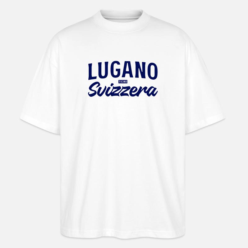 Lugano Svizzera Script Design - T-shirt bio Blaster 2.0 coupe oversize Stanley/Stella Unisexe - blanc