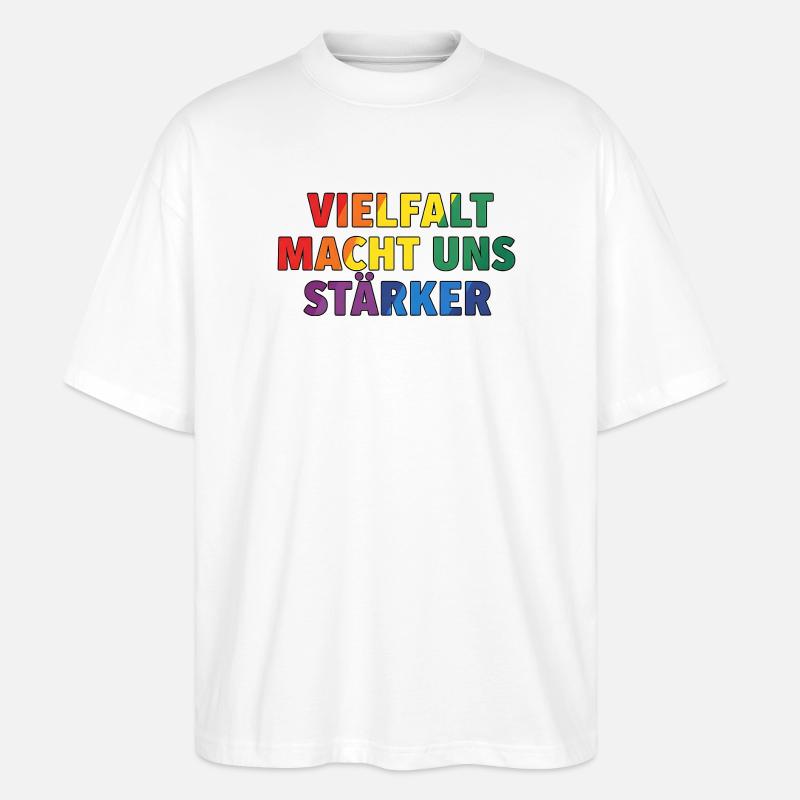 Diversity makes us stronger – Regenbogen Design - Stanley/Stella Oversized Unisex Organic T-shirt Blaster 2.0 - white