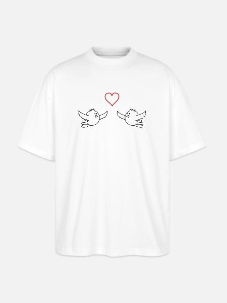 Vögel Verliebt - Stanley/Stella Oversized Unisex Bio T-Shirt Blaster 2.0 - Weiß