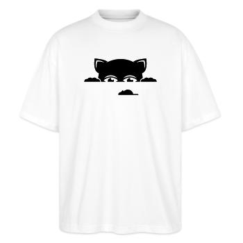 katze - Stanley/Stella Oversized Unisex Bio T-Shirt Blaster 2.0 - Weiß - Vorne - Alina (178cm) & Michal (187cm)