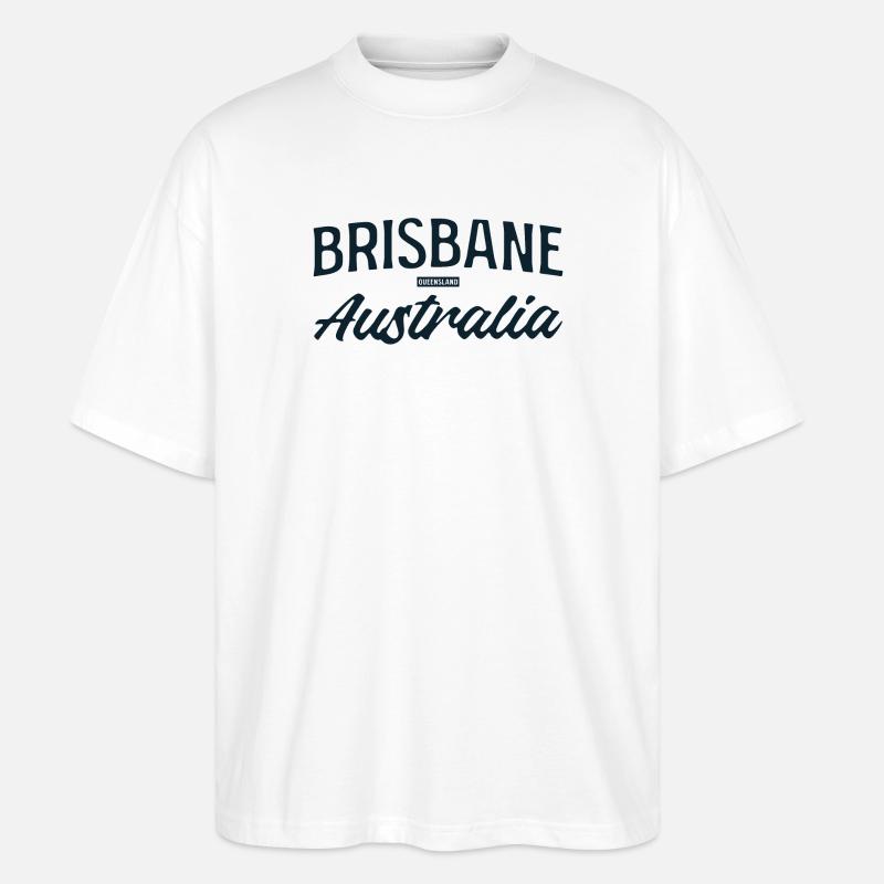 Brisbane Australie Script - T-shirt bio Blaster 2.0 coupe oversize Stanley/Stella Unisexe - blanc
