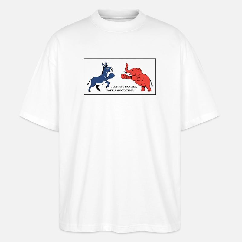 Das Parteien-Duell - Stanley/Stella Oversized Unisex Bio T-Shirt Blaster 2.0 - Weiß