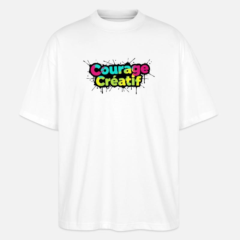Courage Créatif Bunte Typografie - Stanley/Stella Oversized Unisex Bio T-Shirt Blaster 2.0 - Weiß