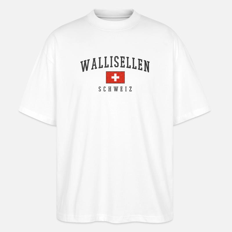 Wallisellen Schweiz Emblem mit Schweizer Flagge - Stanley/Stella Oversized Unisex Bio T-Shirt Blaster 2.0 - Weiß