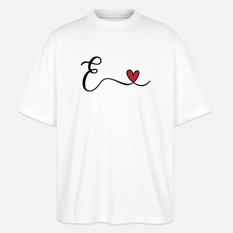 Monogramme de la lettre E - T-shirt bio Blaster 2.0 coupe oversize Stanley/Stella Unisexe - blanc