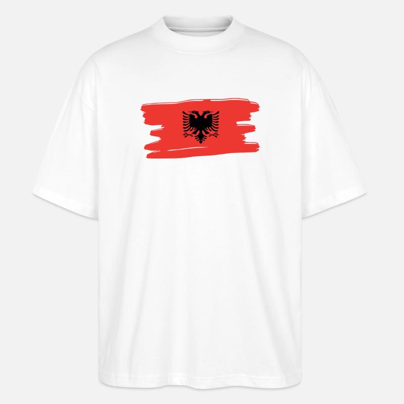 Albanais drapeau albanais, drapeau - T-shirt bio Blaster 2.0 coupe oversize Stanley/Stella Unisexe - blanc