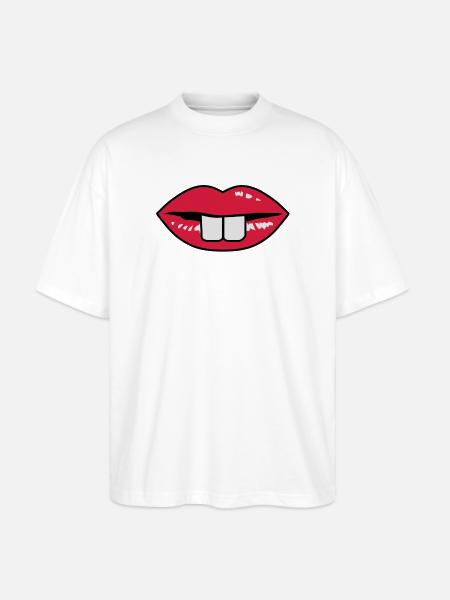 Buck teeth and red lips - Stanley/Stella Oversized Unisex Organic T-shirt Blaster 2.0 - white