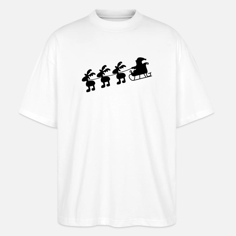 Weihnachtsmann mit Schlitten - Stanley/Stella Oversized Unisex Bio T-Shirt Blaster 2.0 - Weiß