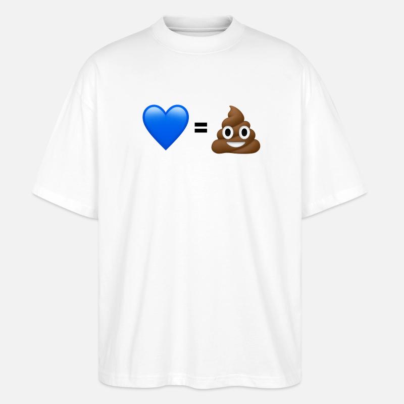 AfD ist Kacke - 💙 = 💩 (Bright Design) - Stanley/Stella Oversized Unisex Bio T-Shirt Blaster 2.0 - Weiß
