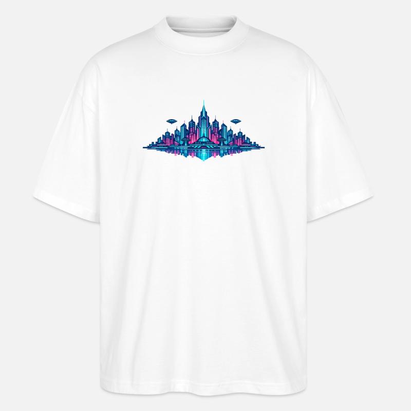 Neonstadt Reflektion - Stanley/Stella Oversized Unisex Bio T-Shirt Blaster 2.0 - Weiß