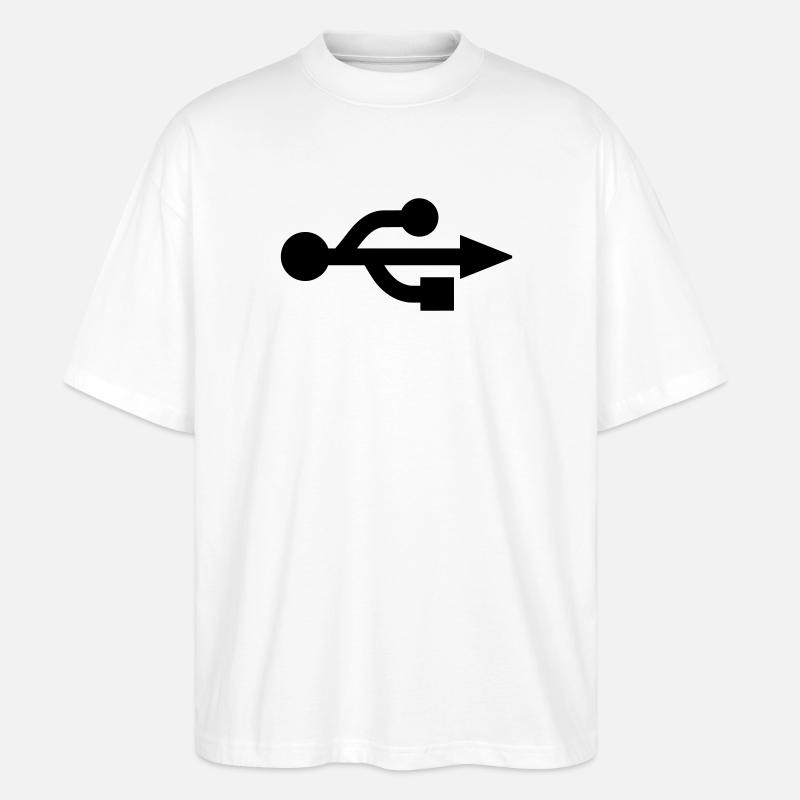 USB Logo - Nerd - Geek - T-shirt bio Blaster 2.0 coupe oversize Stanley/Stella Unisexe - blanc