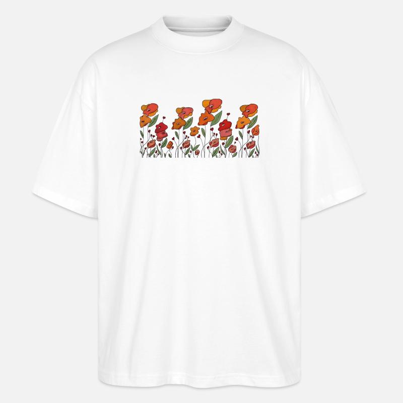 Mohnborte - Stanley/Stella Oversized Unisex Bio T-Shirt Blaster 2.0 - Weiß