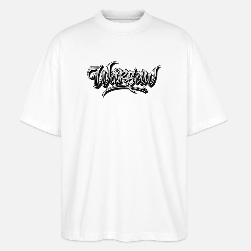 Conception artistique du graffiti à Varsovie - T-shirt bio Blaster 2.0 coupe oversize Stanley/Stella Unisexe - blanc