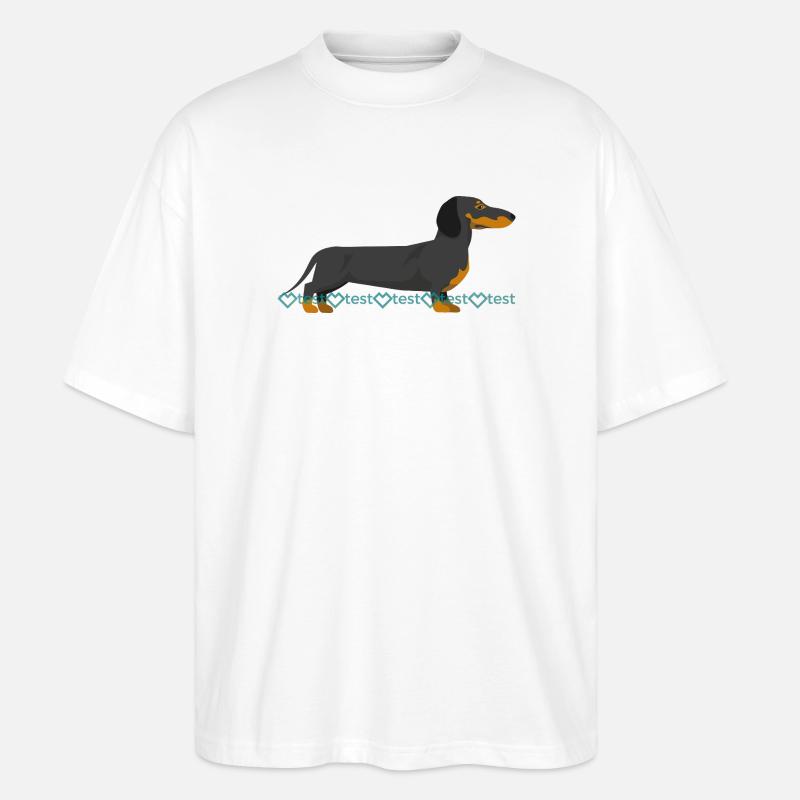 Dackel Silhouette mit Wasserzeichen Muster - Stanley/Stella Oversized Unisex Bio T-Shirt Blaster 2.0 - Weiß