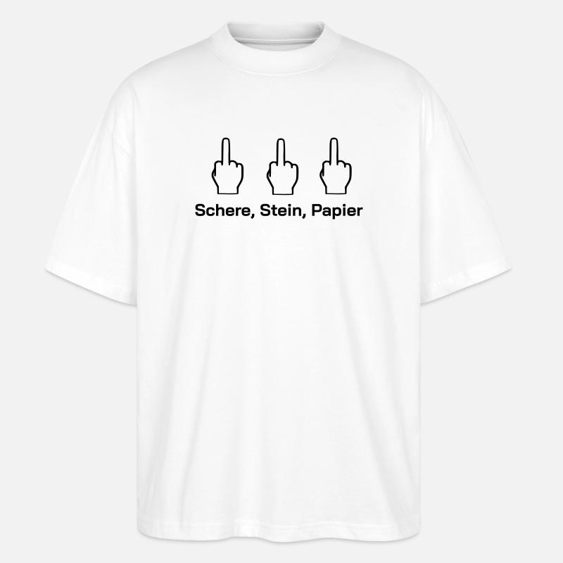 Schere Stein Papier - Stanley/Stella Oversized Unisex Bio T-Shirt Blaster 2.0 - Weiß