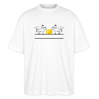 Quatre chèvres - T-shirt bio Blaster 2.0 coupe oversize Stanley/Stella Unisexe - blanc - Devant - Alina (178cm) & Michal (187cm)
