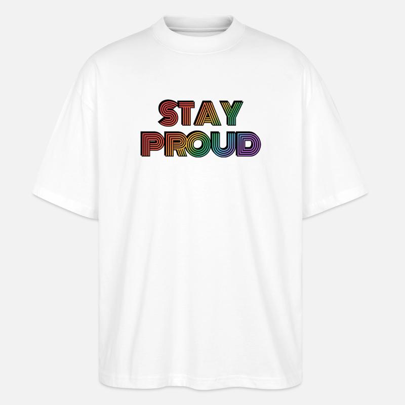 Stay Proud Rainbow Retro-Typ - Stanley/Stella Oversized Unisex Bio T-Shirt Blaster 2.0 - Weiß