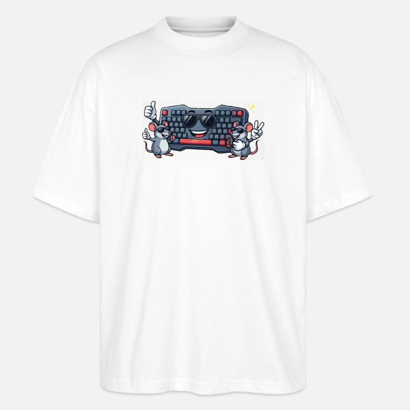 Duo de souris à clavier - T-shirt bio Blaster 2.0 coupe oversize Stanley/Stella Unisexe - blanc