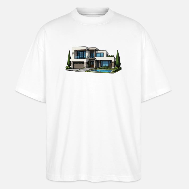 Moderne Villa mit Pool - Stanley/Stella Oversized Unisex Bio T-Shirt Blaster 2.0 - Weiß