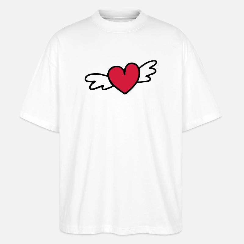 fliegendes Herz Liebe Geschenk - Stanley/Stella Oversized Unisex Bio T-Shirt Blaster 2.0 - Weiß