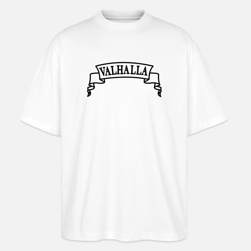 Valhalla dans la bannière - T-shirt bio Blaster 2.0 coupe oversize Stanley/Stella Unisexe - blanc