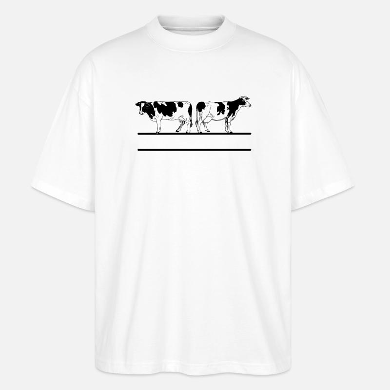 Monogramme de vaches blanches noires - T-shirt bio Blaster 2.0 coupe oversize Stanley/Stella Unisexe - blanc