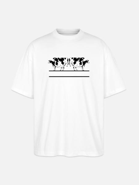 Black and white cows four pieces - Stanley/Stella Oversized Unisex Organic T-shirt Blaster 2.0 - white