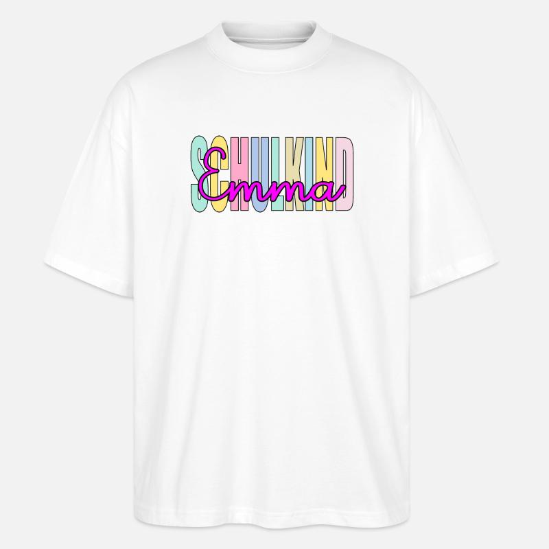 Schulkind Mädchen Emma Name - Stanley/Stella Oversized Unisex Bio T-Shirt Blaster 2.0 - Weiß
