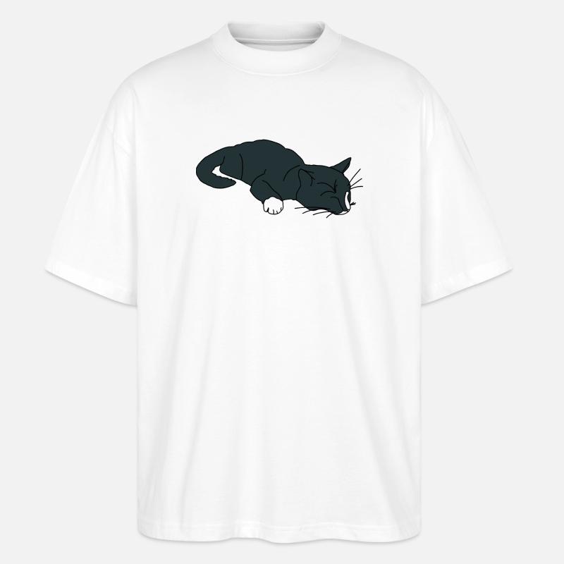 Schlafende Katze - Stanley/Stella Oversized Unisex Bio T-Shirt Blaster 2.0 - Weiß