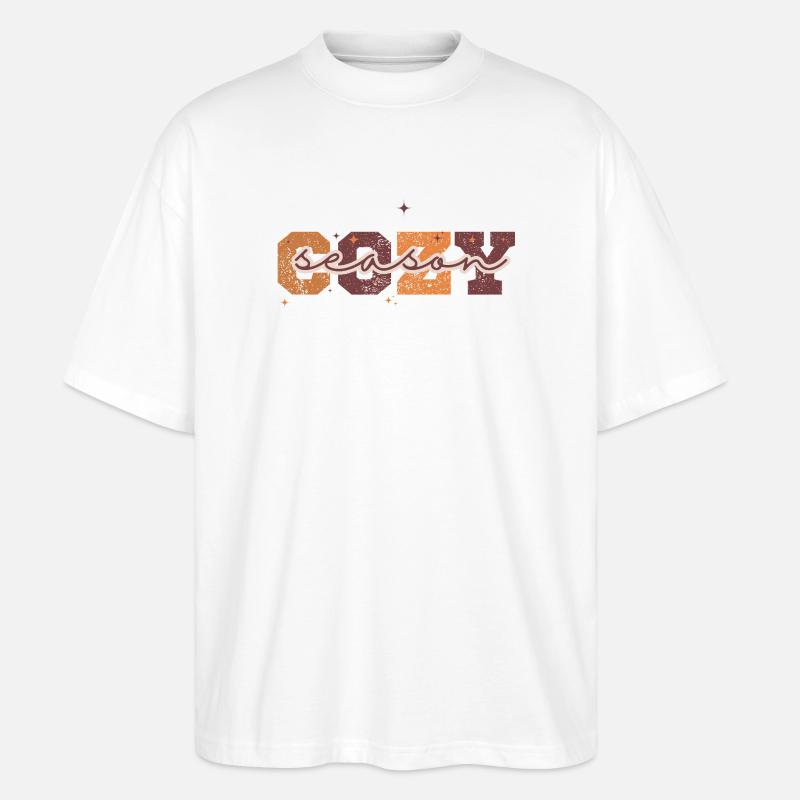 Retro Saison Orange Crackle - Stanley/Stella Oversized Unisex Bio T-Shirt Blaster 2.0 - Weiß