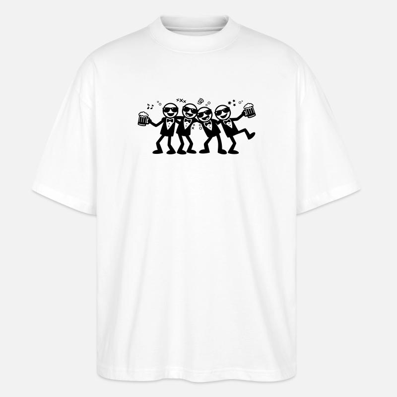 Bräutigam Freunde Gruppe Bier - Stanley/Stella Oversized Unisex Bio T-Shirt Blaster 2.0 - Weiß