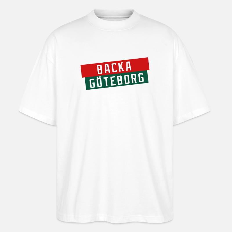 Backa Göteborg Diagonaltext - Stanley/Stella Oversized Unisex Organic T-shirt Blaster 2.0 - white