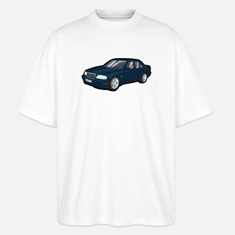 Blauer Oldtimer Cartoon Auto - Stanley/Stella Oversized Unisex Bio T-Shirt Blaster 2.0 - Weiß