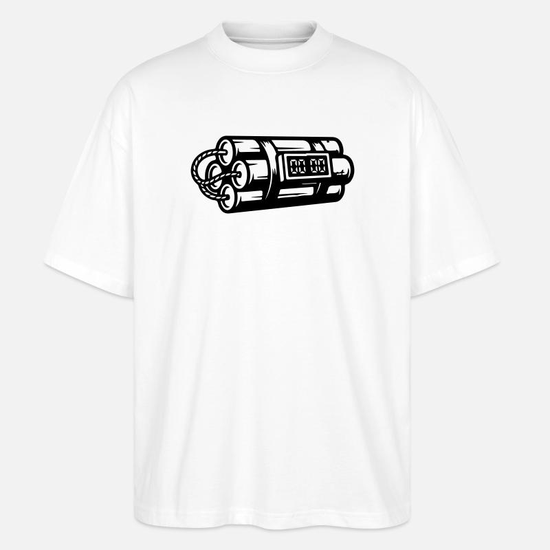 Time Bomb Explosive Dynamite - Stanley/Stella Oversized Unisex Organic T-shirt Blaster 2.0 - white