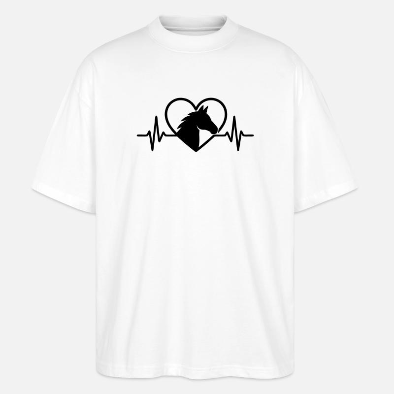 Pferd Herz - Stanley/Stella Oversized Unisex Bio T-Shirt Blaster 2.0 - Weiß