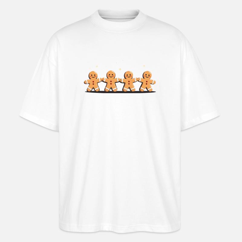Gingerbread Quartet Holiday Charm - Stanley/Stella Oversized Unisex Bio T-Shirt Blaster 2.0 - Weiß