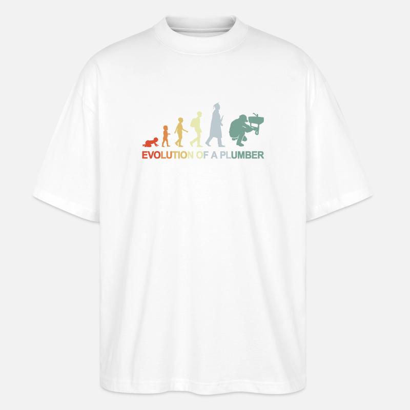 Klempner Evolution - Stanley/Stella Oversized Unisex Bio T-Shirt Blaster 2.0 - Weiß