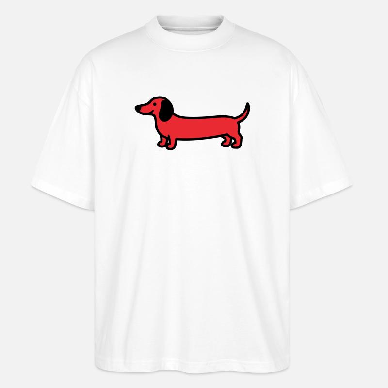 Jagdhund Dackel Profil Vektor - Stanley/Stella Oversized Unisex Bio T-Shirt Blaster 2.0 - Weiß