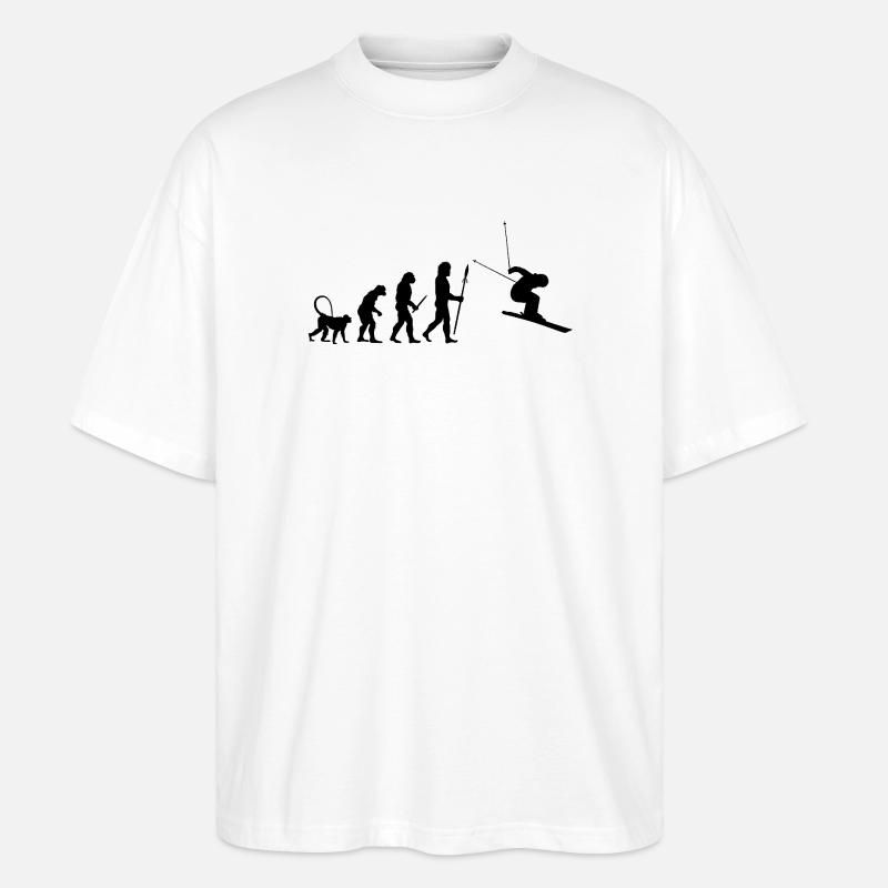 Évolution du skieur - T-shirt bio Blaster 2.0 coupe oversize Stanley/Stella Unisexe - blanc