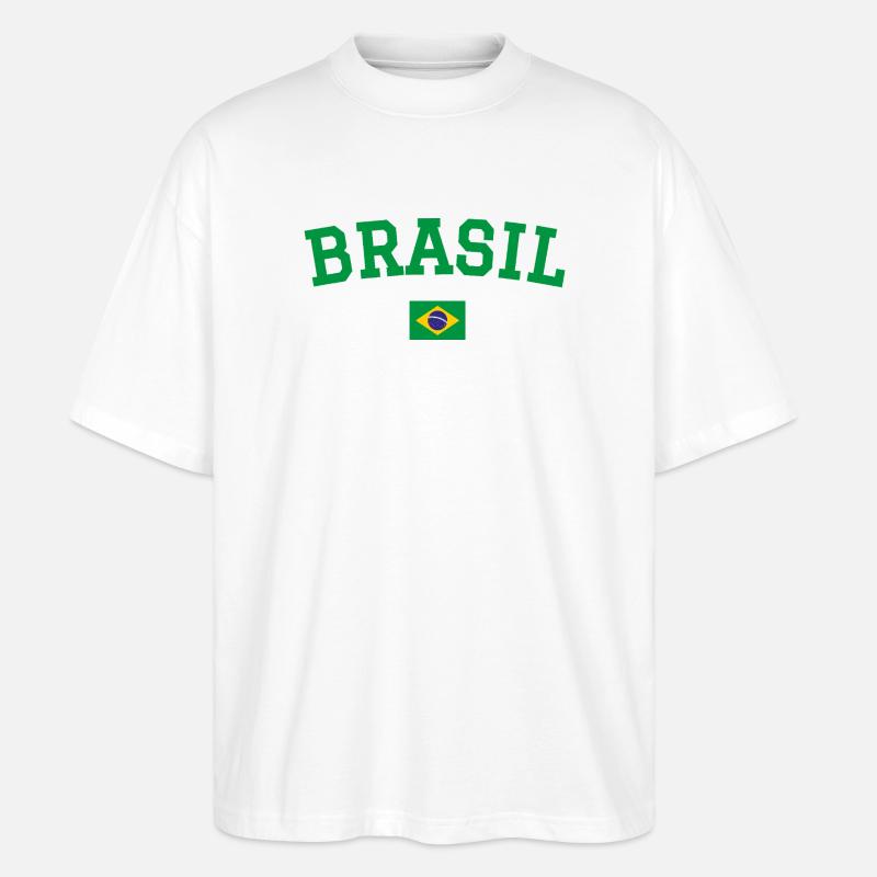 Drapeau du Brésil Conception Vert - T-shirt bio Blaster 2.0 coupe oversize Stanley/Stella Unisexe - blanc