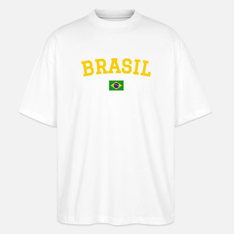 Drapeau du Brésil jaune - T-shirt bio Blaster 2.0 coupe oversize Stanley/Stella Unisexe - blanc