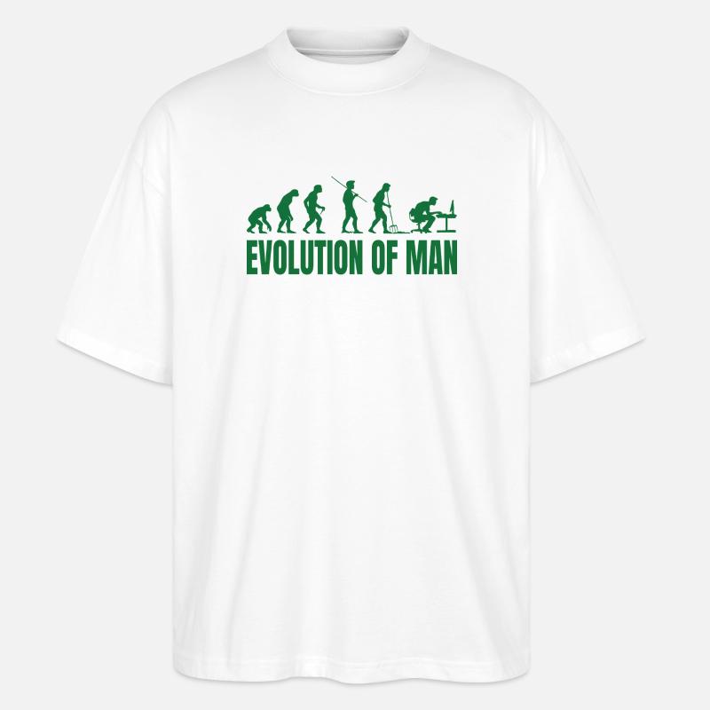 Évolution de l’homme Programmeur IT - T-shirt bio Blaster 2.0 coupe oversize Stanley/Stella Unisexe - blanc