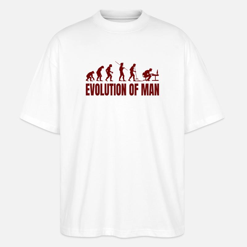 Computer PC Evolution Computer Scientist Programmer - Stanley/Stella Oversized Unisex Organic T-shirt Blaster 2.0 - white
