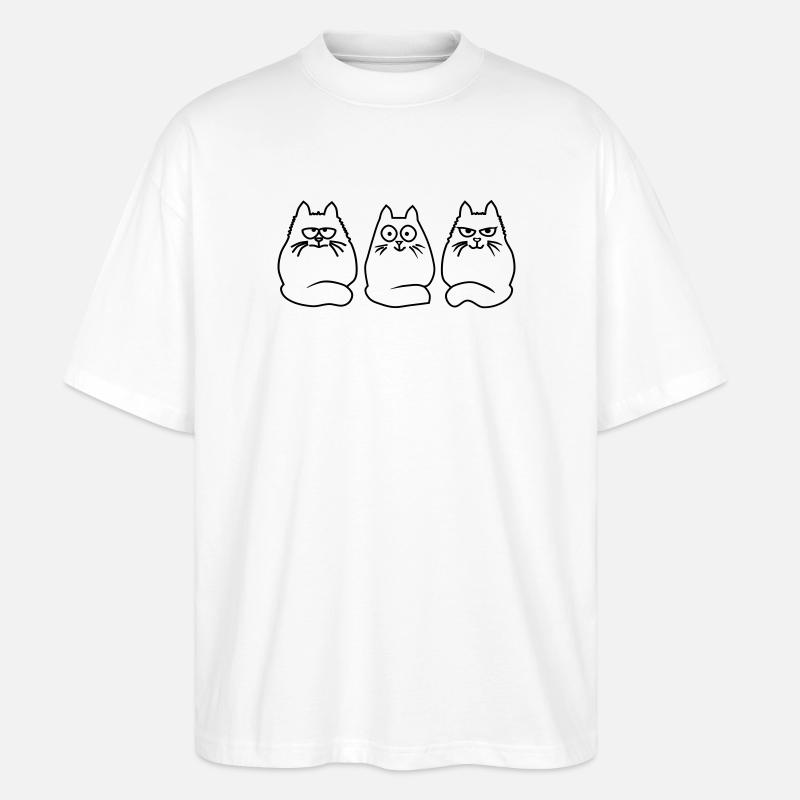 3 Katzen - Stanley/Stella Oversized Unisex Bio T-Shirt Blaster 2.0 - Weiß