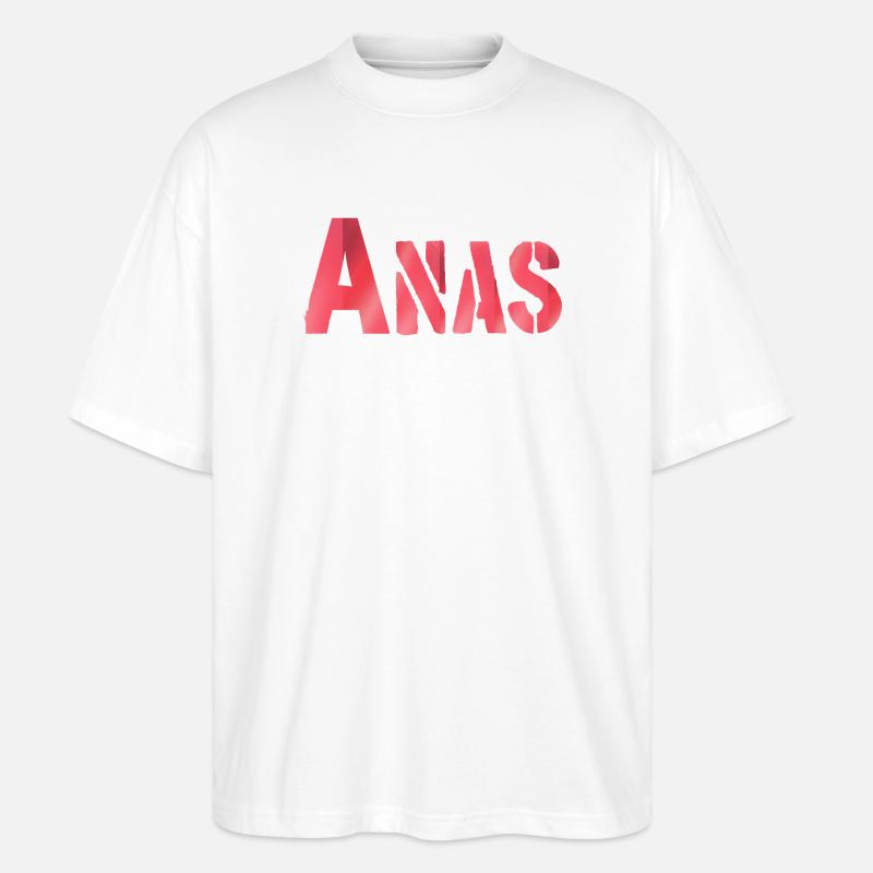 Anas Name Rot text - Stanley/Stella Oversized Unisex Bio T-Shirt Blaster 2.0 - Weiß