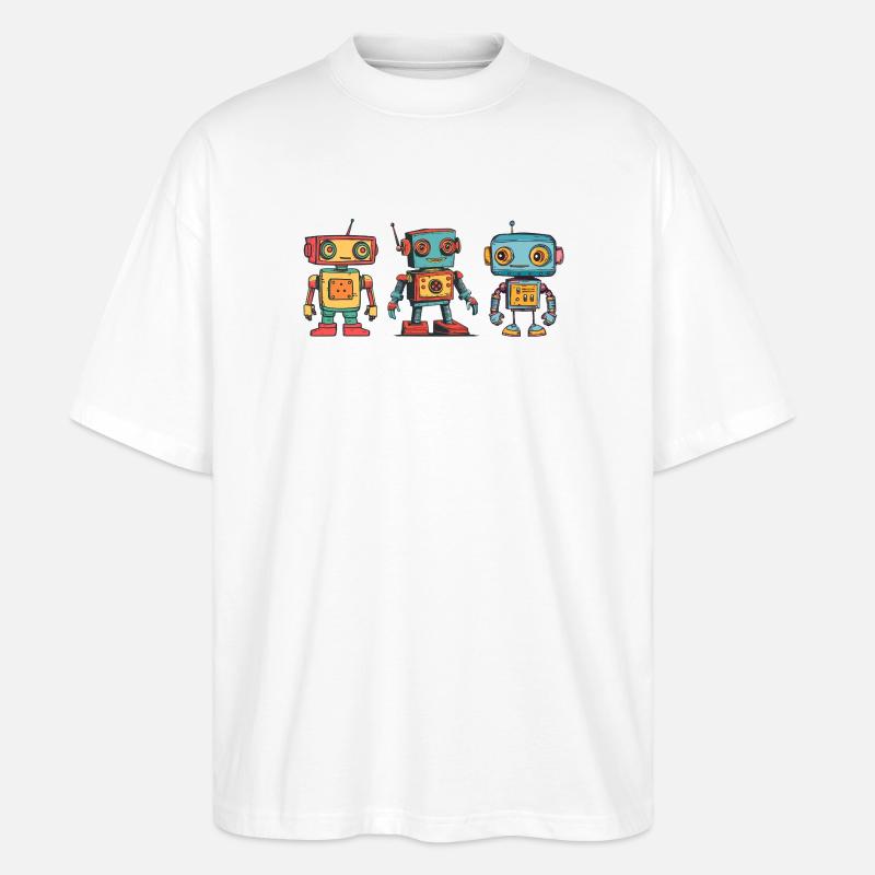 Nostalgische Retro Roboter Illustration - Stanley/Stella Oversized Unisex Bio T-Shirt Blaster 2.0 - Weiß