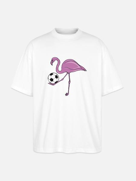 Flamingo Soccer Pink Soccer Gift - Stanley/Stella Oversized Unisex Organic T-shirt Blaster 2.0 - white