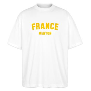 MENTON France Frankreich - T-shirt bio Blaster 2.0 coupe oversize Stanley/Stella Unisexe - blanc - Devant - Alina (178cm) & Michal (187cm)